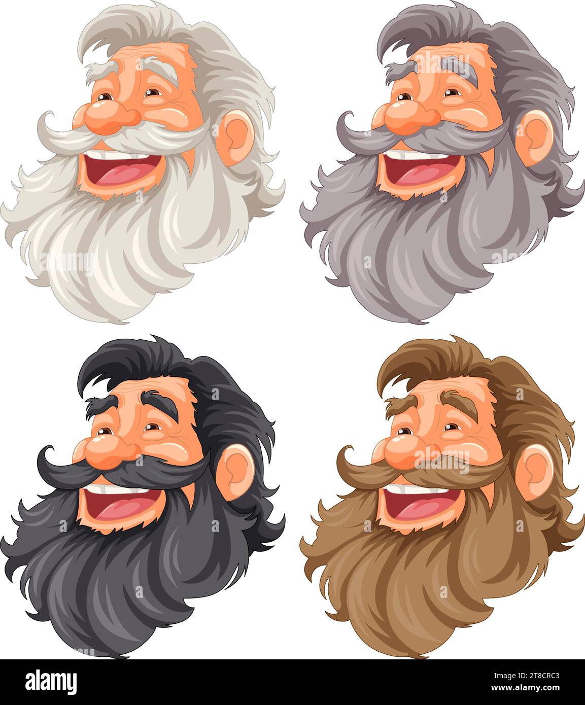 Vector illustration of a cheerful elderly man with vibrant facial hair ...