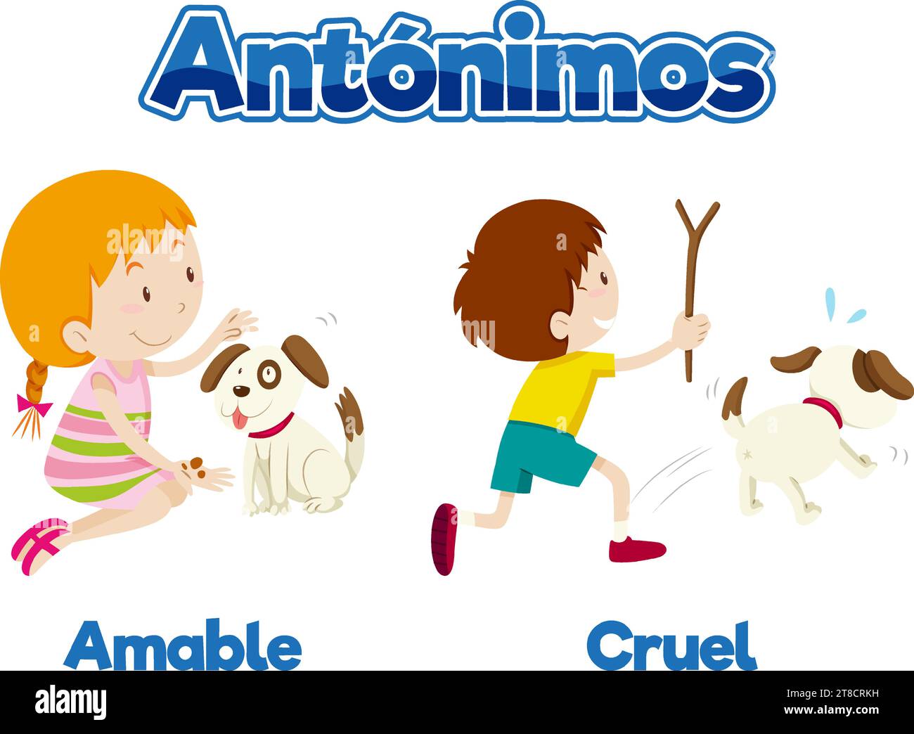 Learn Spanish antonyms for kind and cruel Stock Vector Image & Art Alamy