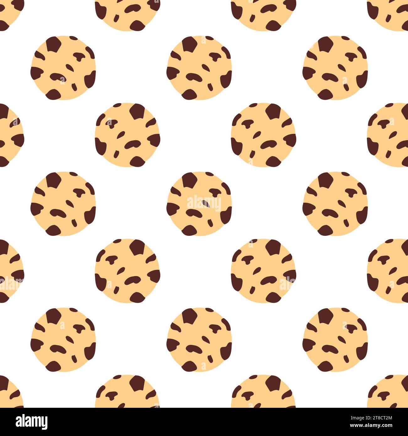 Chocolate Chip Cookies doodle seamless pattern. Cartoon vector flat ...