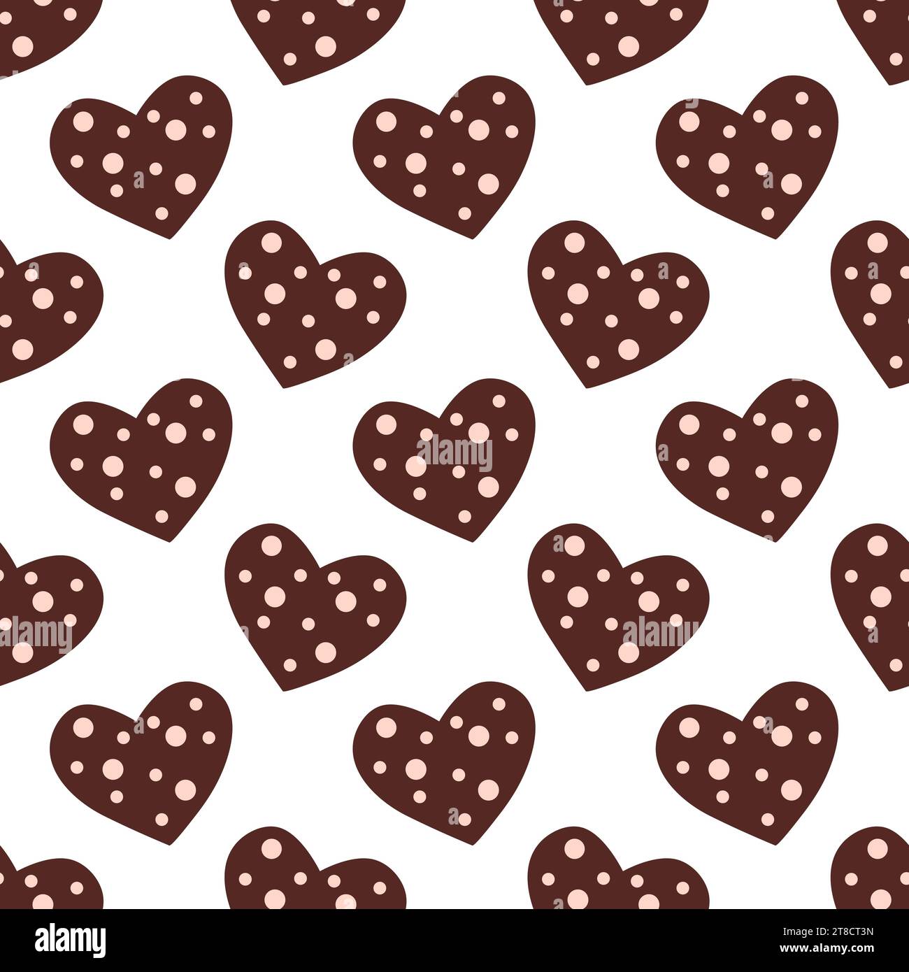 Seamless pattern with chocolates in form heart and pink icing ...
