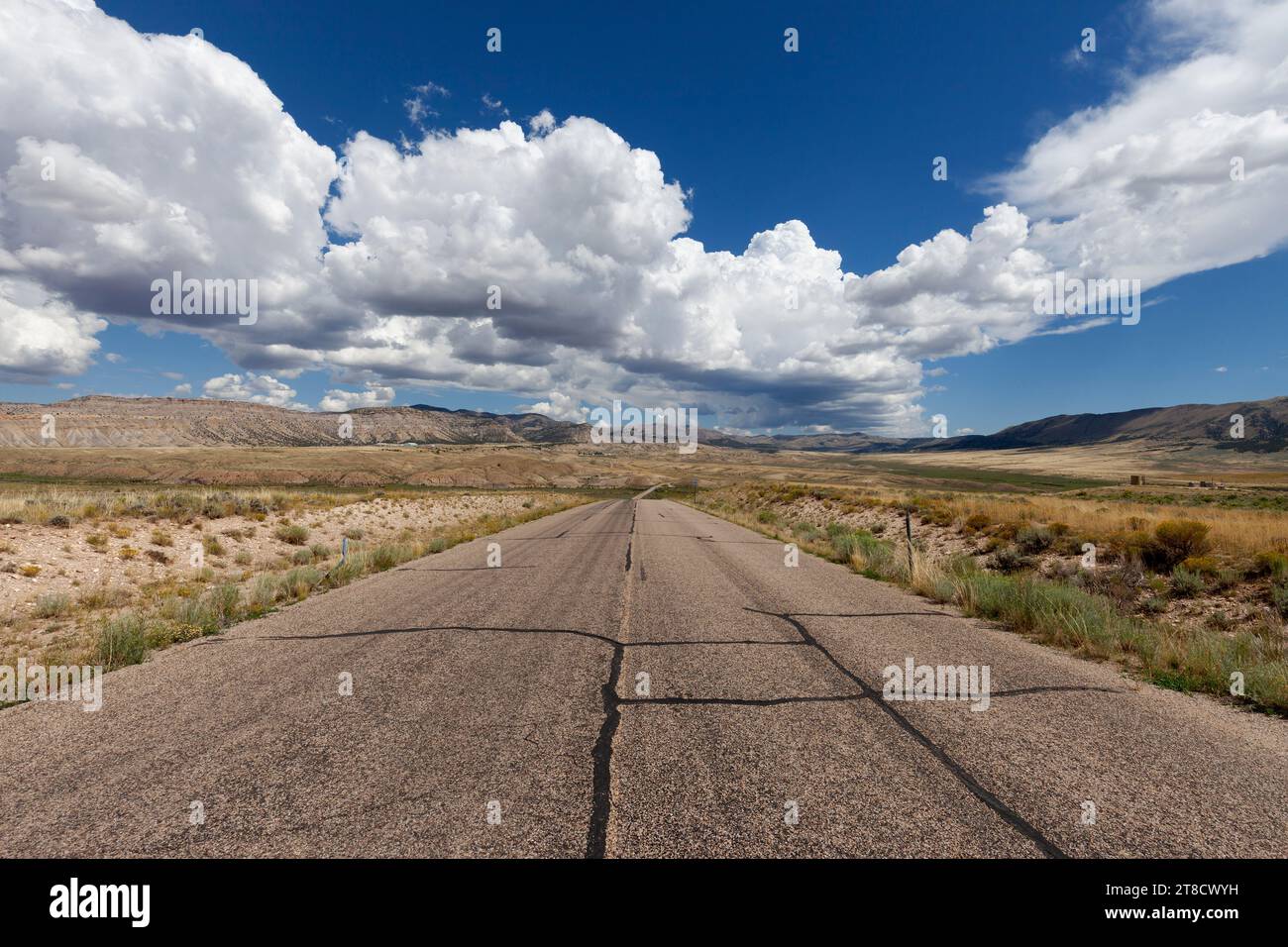 Browns Park Road passes through the Clay Basin Wildlife Management Area near the Dominion Energy site in Northeastern Utah. Stock Photo