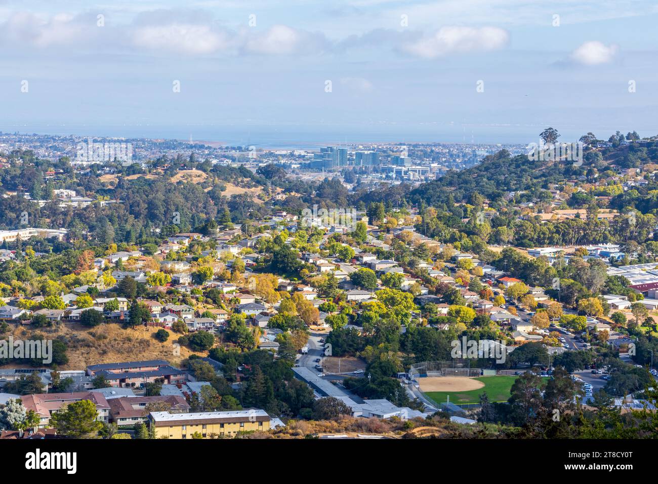 Valley Homes panoramic view in Belmont, San Mateo County, California Stock Photo