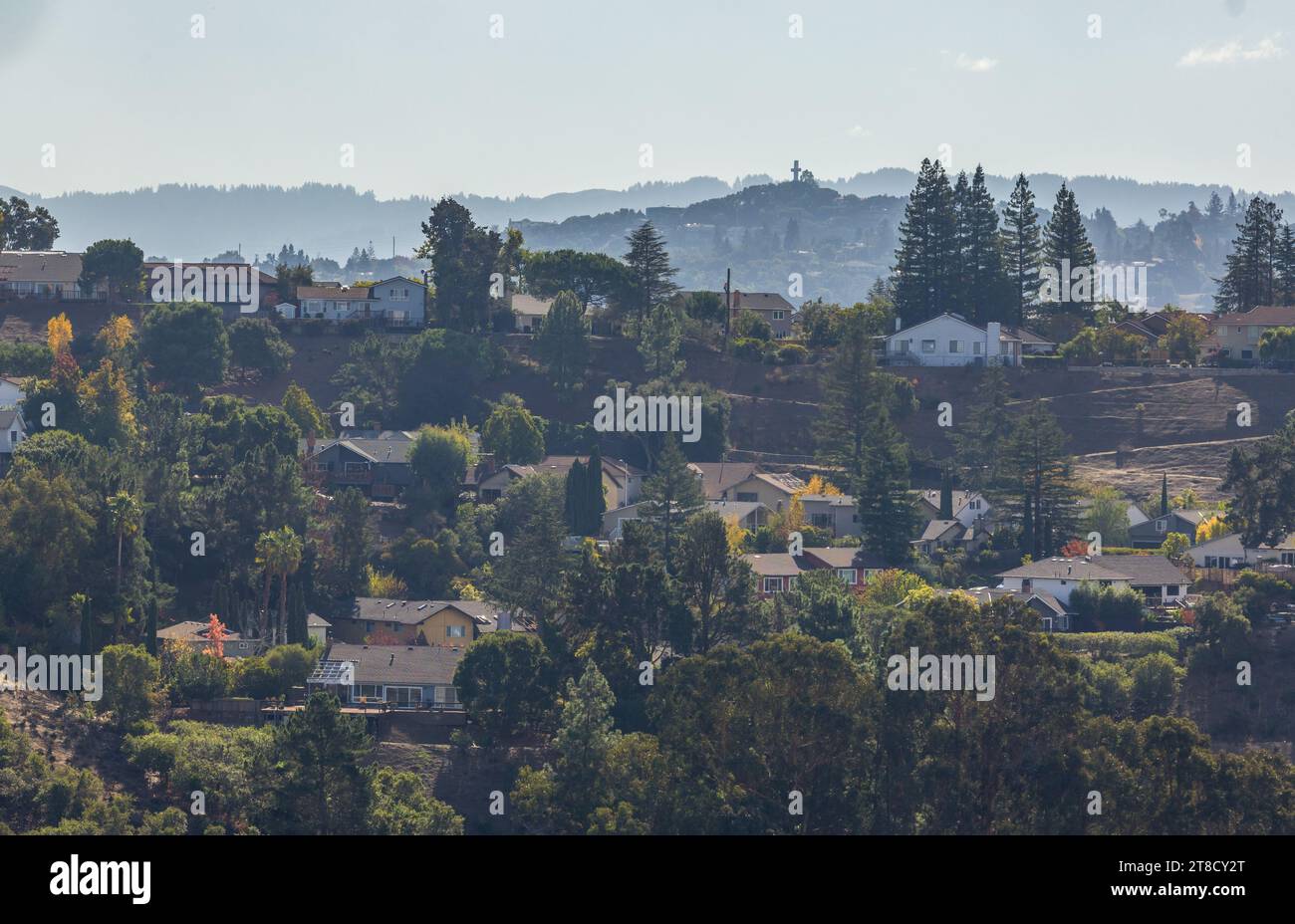 Valley Homes panoramic view in Belmont, San Mateo County, California Stock Photo