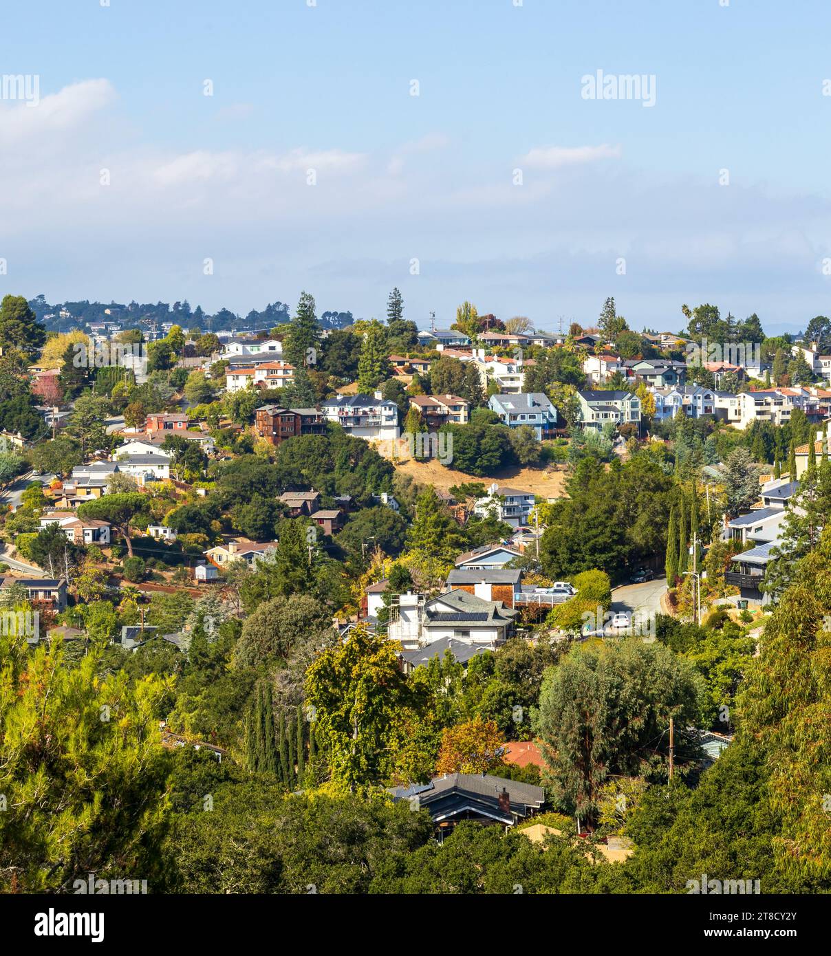 Valley Homes panoramic view in Belmont, San Mateo County, California Stock Photo