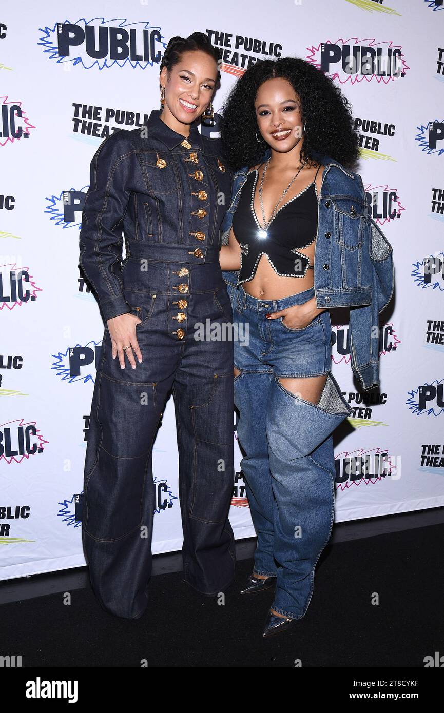 New York, USA. 19th Nov, 2023. (L R) Alicia Keys and Maleah Joi Moon