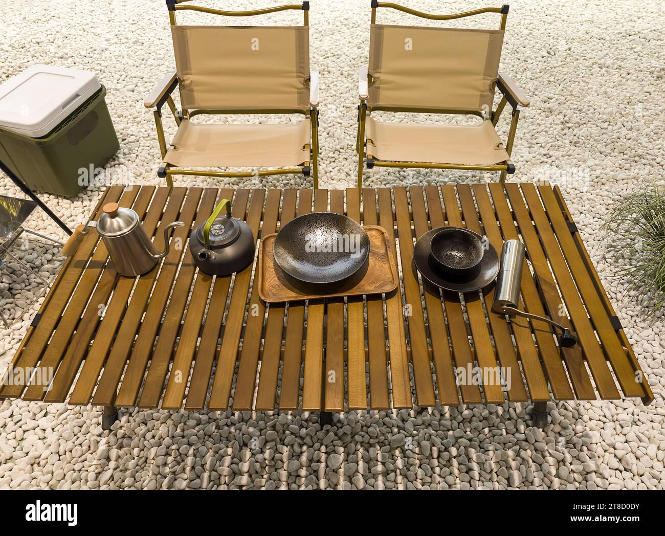 stainless steel kettle, chair,portable gas stove, bowl and vintage