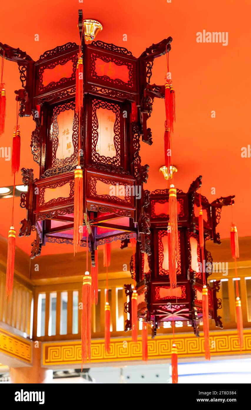 Chinese lantern decorations in Vintage Historical Chinese House