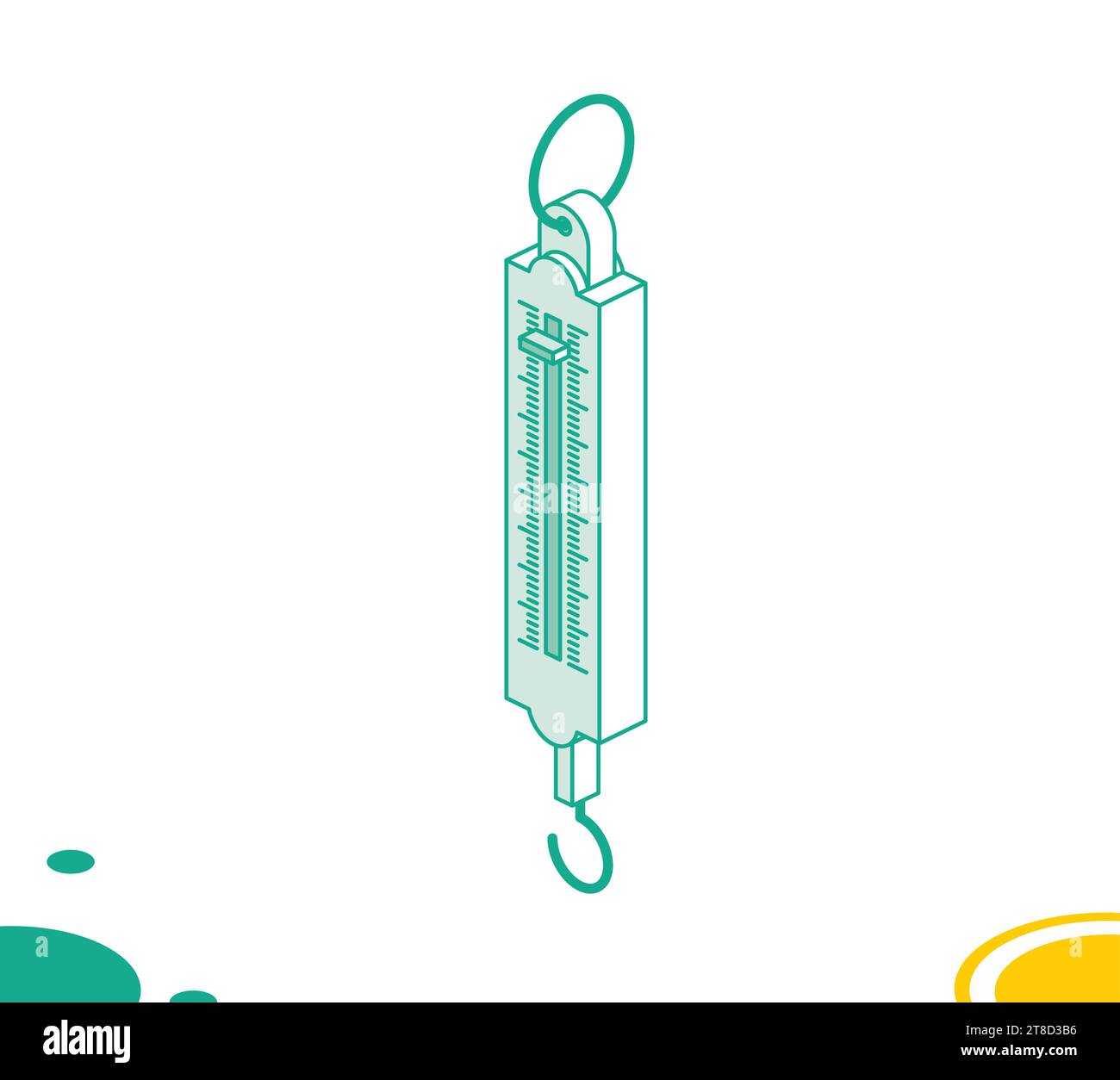 Isometric domestic spring scale. Vector illustration. Outline object