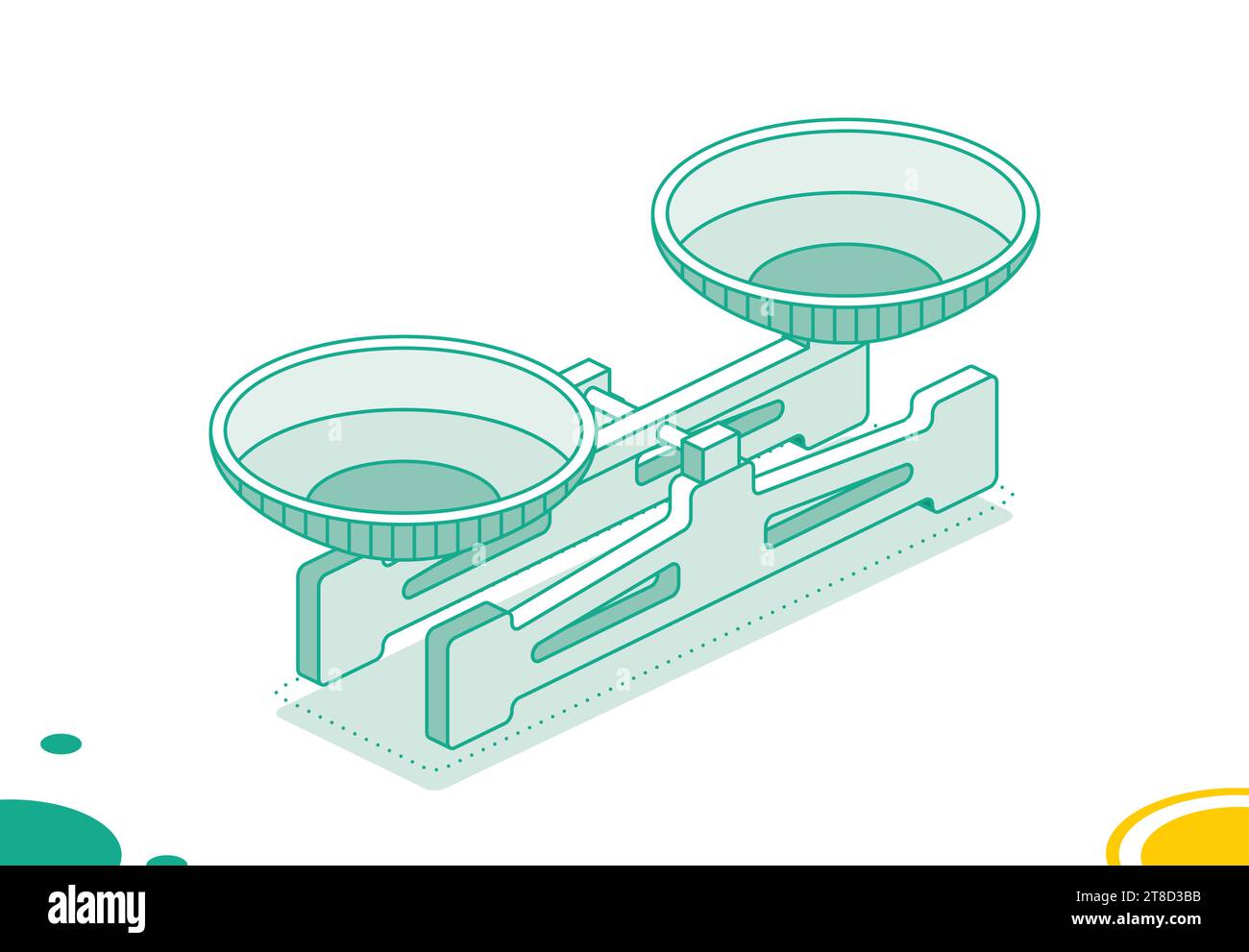 Balance Scale with Double Pans. Isometric Laboratory Mechanical Scales