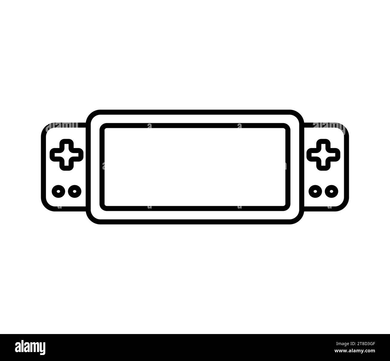 Portable handheld retro gaming console. Outline icon. Vector illustration. Object isolated on white background. Stock Vector
