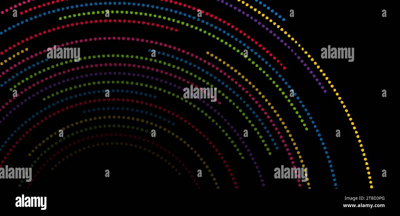 Multicolored dotted lines abstract futuristic tech background. Vector digital art design Stock Vector