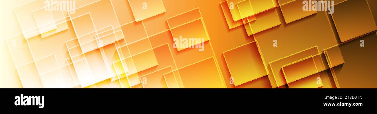 Orange glossy squares abstract tech banner design. Geometric vector ...