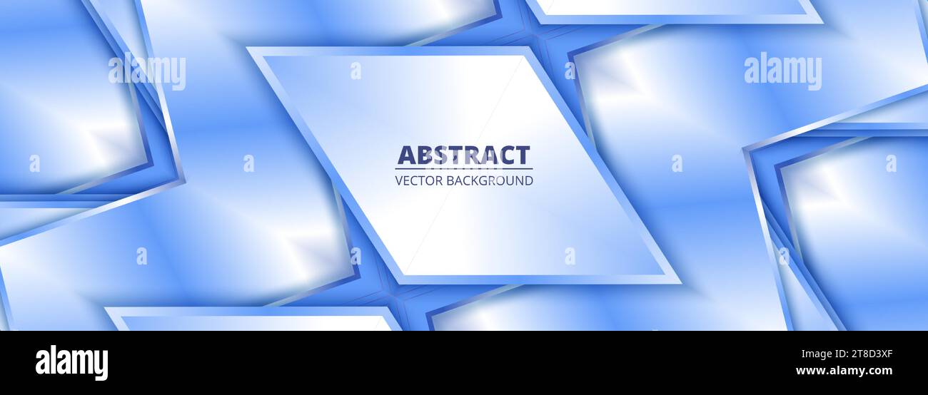 Abstract futuristic light blue color gradient wide banner background. Vector illustration Stock Vector
