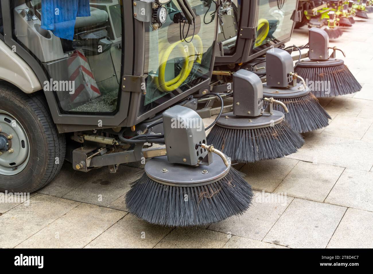 Street Sweeper Truck Two Rotating Brushes at Front Stock Photo Alamy