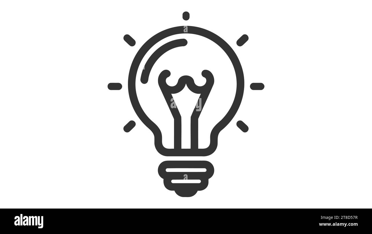 Creative idea flat line icon. Brain in lightbulb vector illustration ...