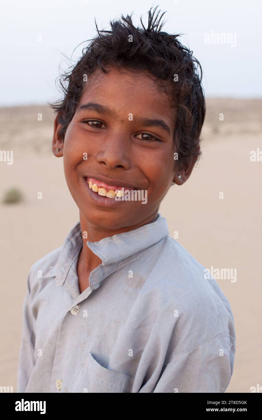 Portrait of a male child in Rajasthan, India Stock Photo