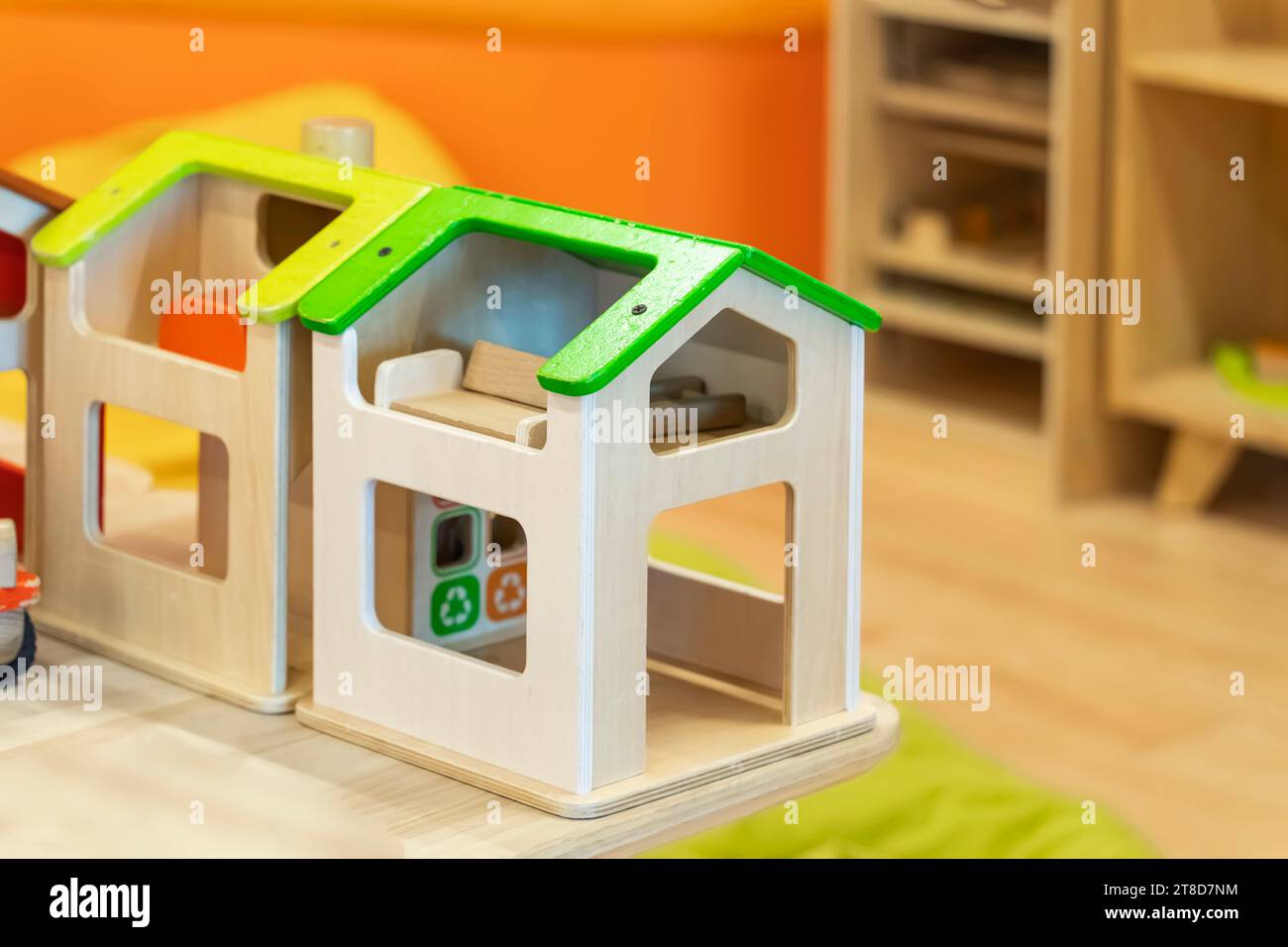 Beautiful Wooden Dollhouse On Light Room Background Stock Photo Alamy