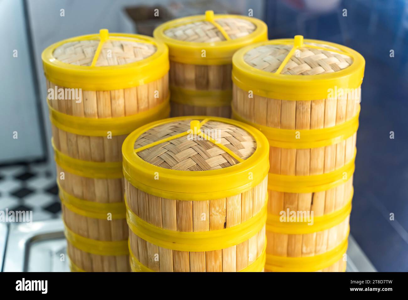 traditional chinese food in bamboo steam containers Stock Photo Alamy