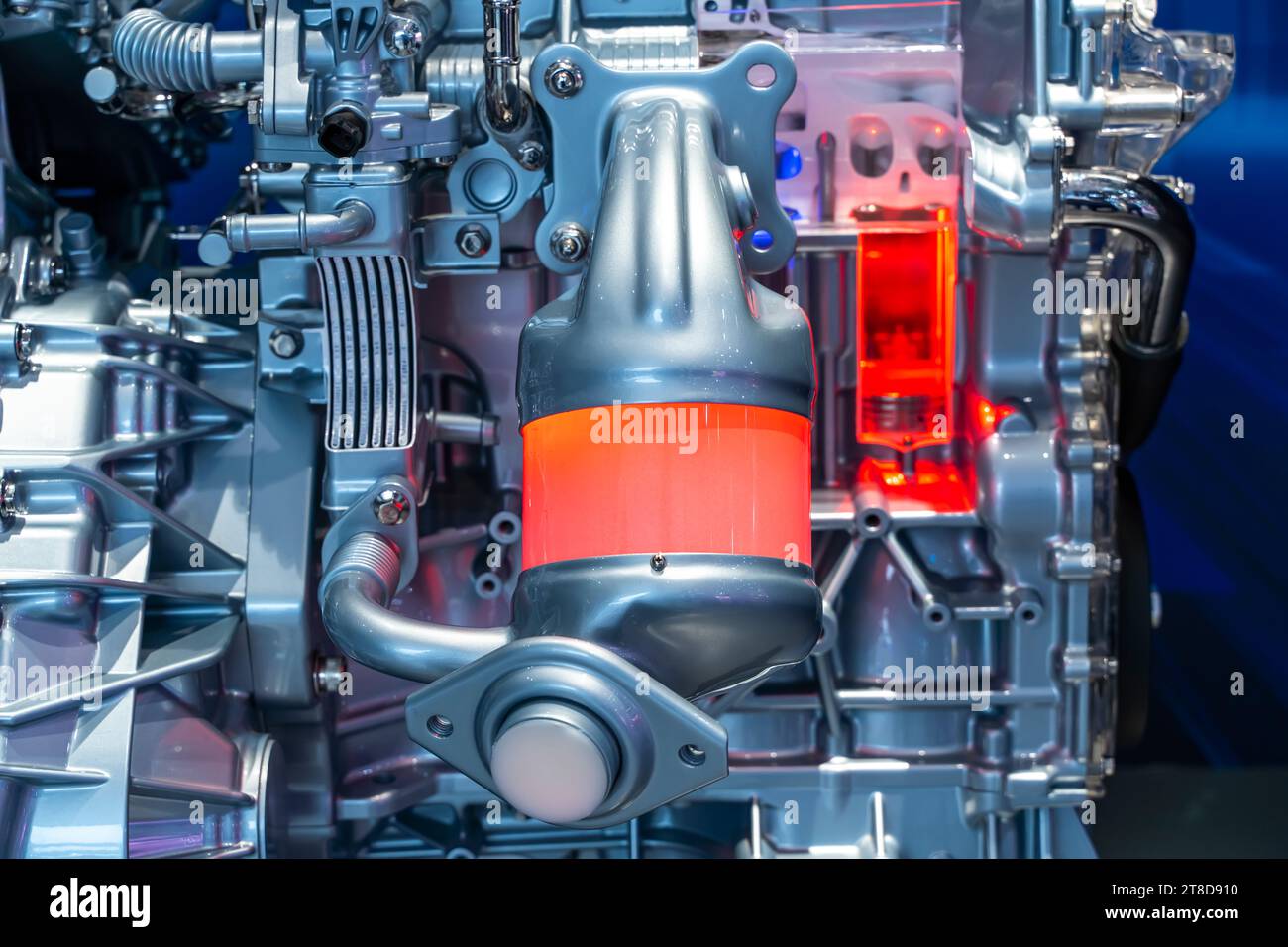 modern hybrid car engine concept. Stock Photo