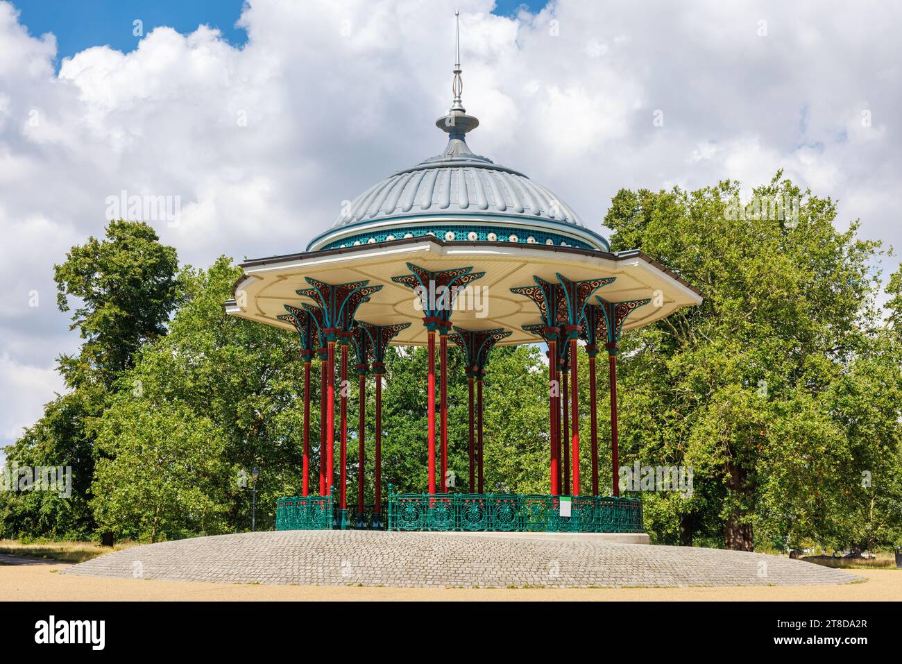 View to Clapham Common Bandstand in the heart of Clapham. Lambeth, Greater London, England Stock Photo