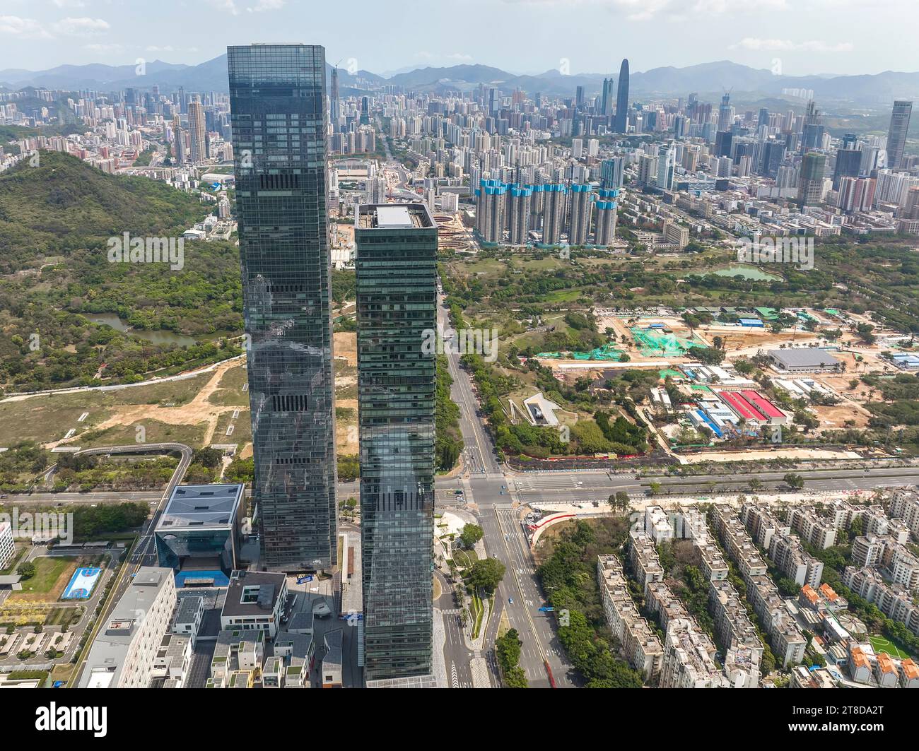 Aerial view of Skyline in Shenzhen city in China Stock Photo