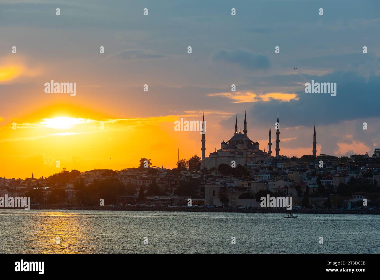 Sultanahmet or Blue Mosque view at sunset with dramatic clouds. Visit ...