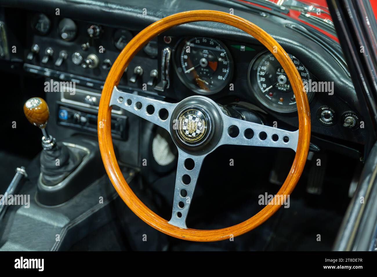 An E Type Jaguar Interior Stock Photo