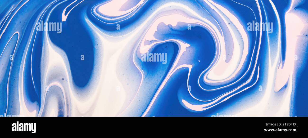 Abstract fluid art background navy blue and white colors. Liquid marble ...