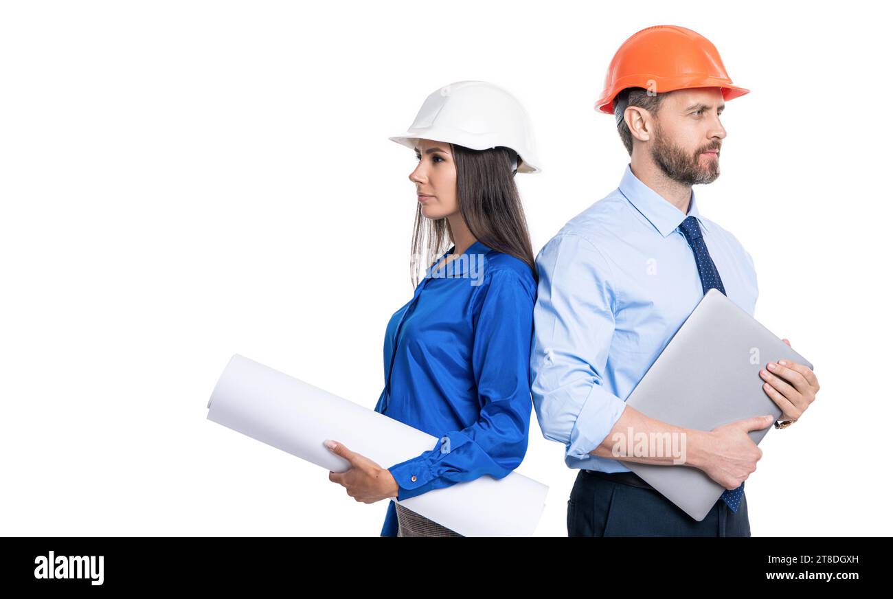 Architect planning work. Chief engineer and architect in hardhat ...