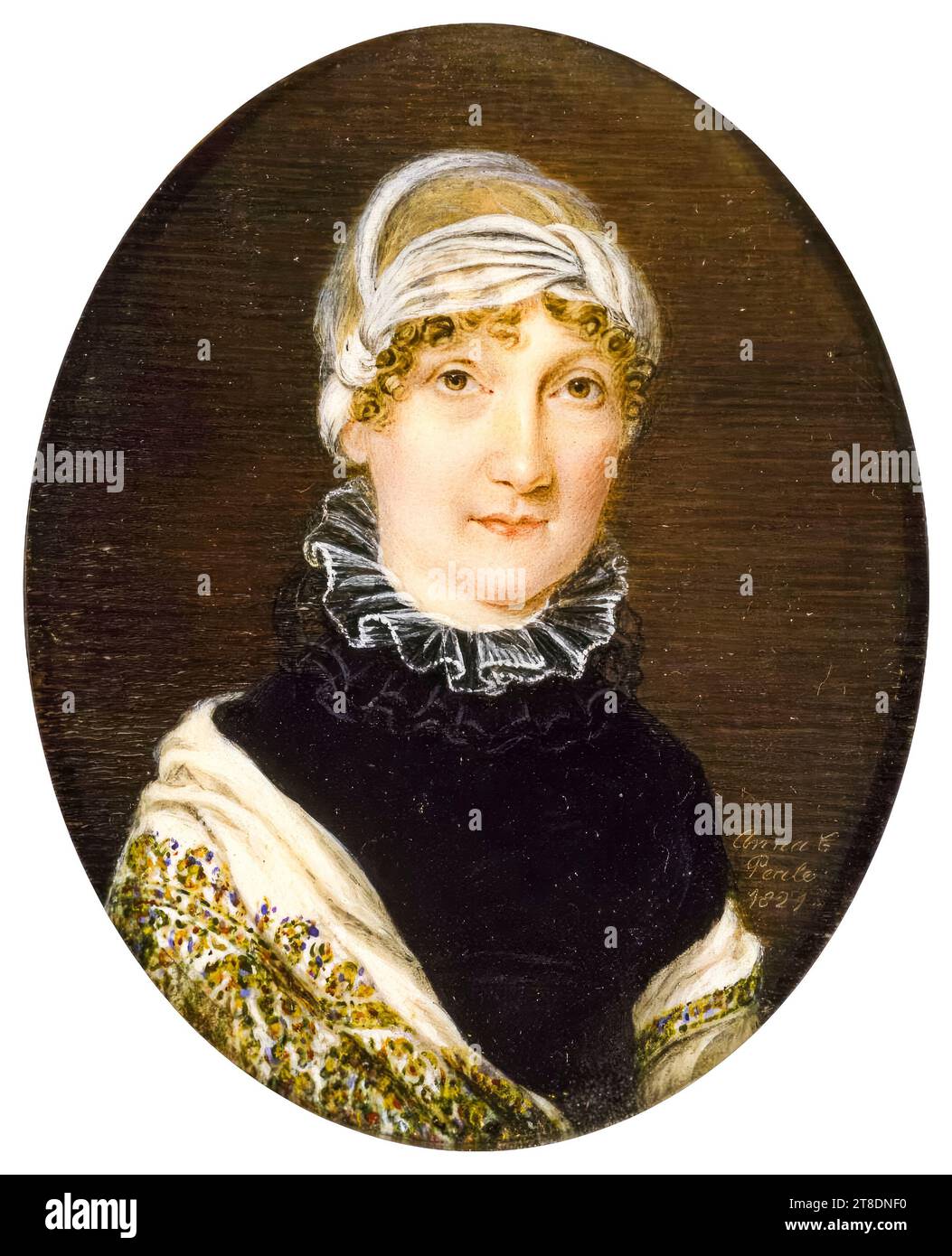 Anna Claypoole Peale, Portrait of Mrs Jonathan Bates, portrait miniature watercolour painting on ivory, 1821 Stock Photo