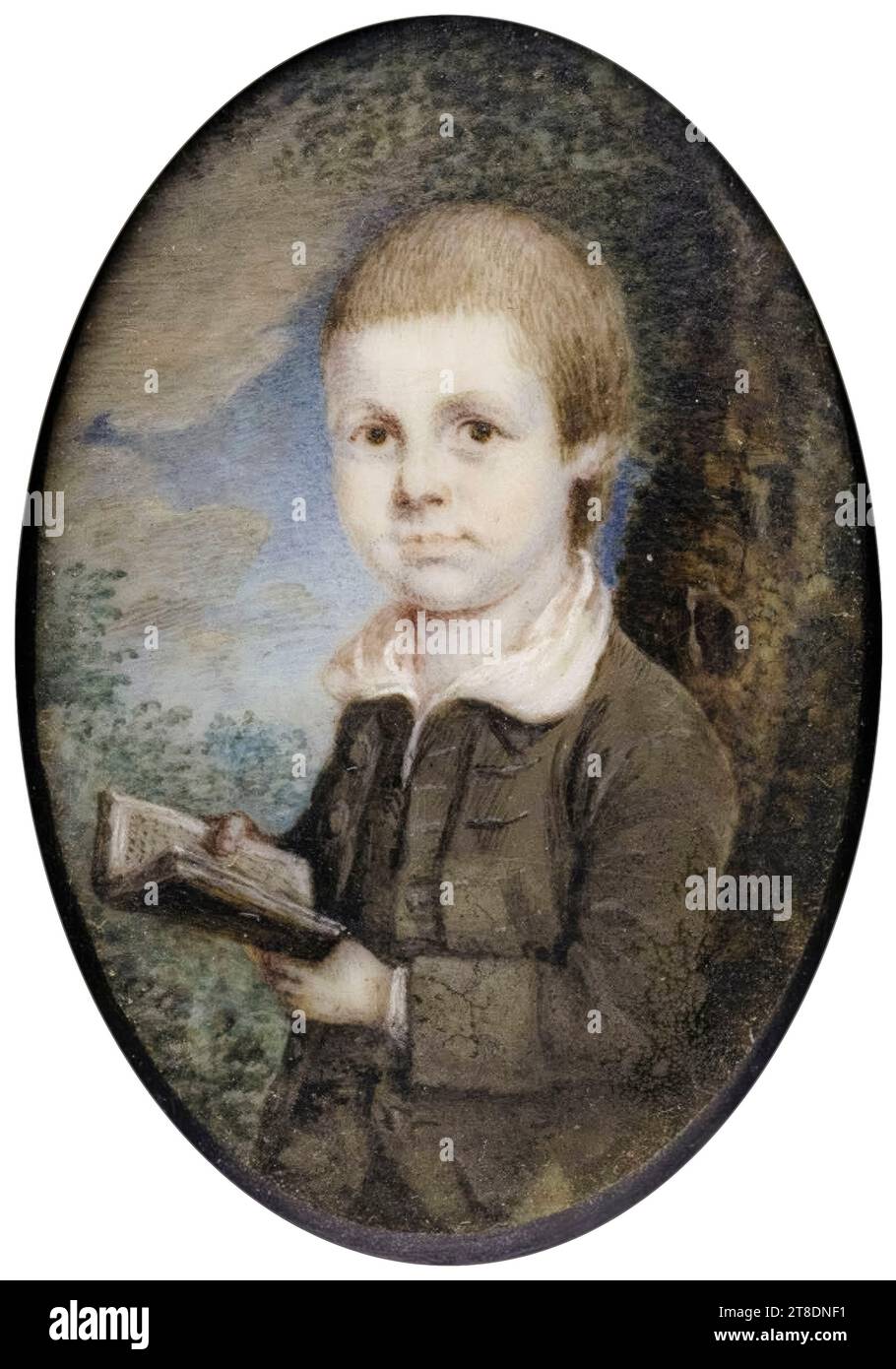 Charles Willson Peale, Portrait of a Young Boy, watercolour painting on ivory, 1766-1770 Stock Photo