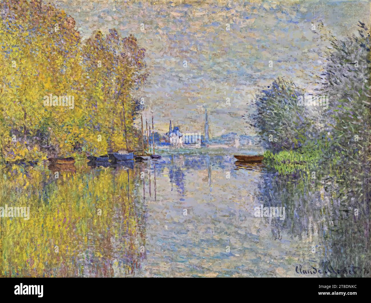 'Autumn Effect at Argenteuil, 1873 (oil on canvas) by Artist Monet, Claude (1840-1926) / French.' Stock Vector
