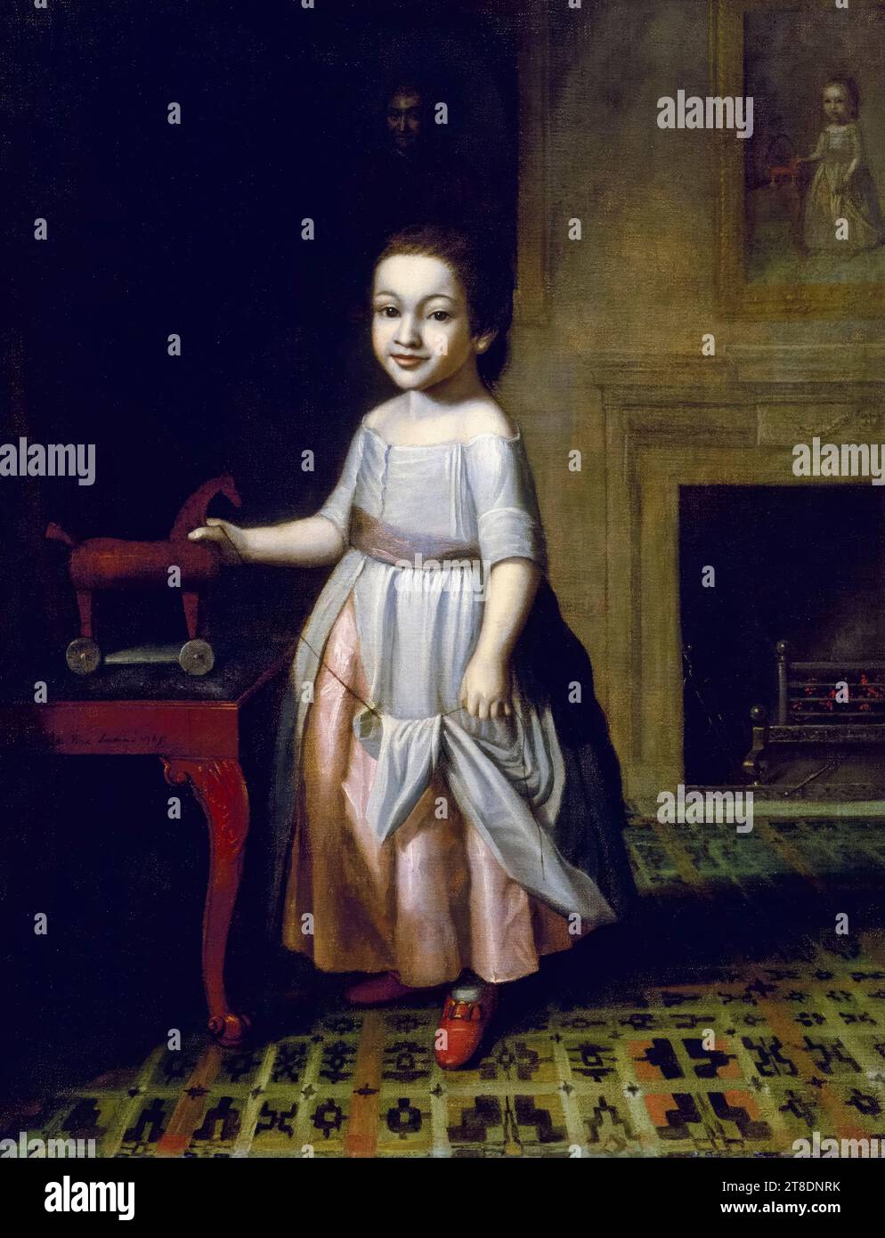 Charles Willson Peale, Boy with a Toy Horse, portrait painting in oil on canvas, 1768 Stock Photo