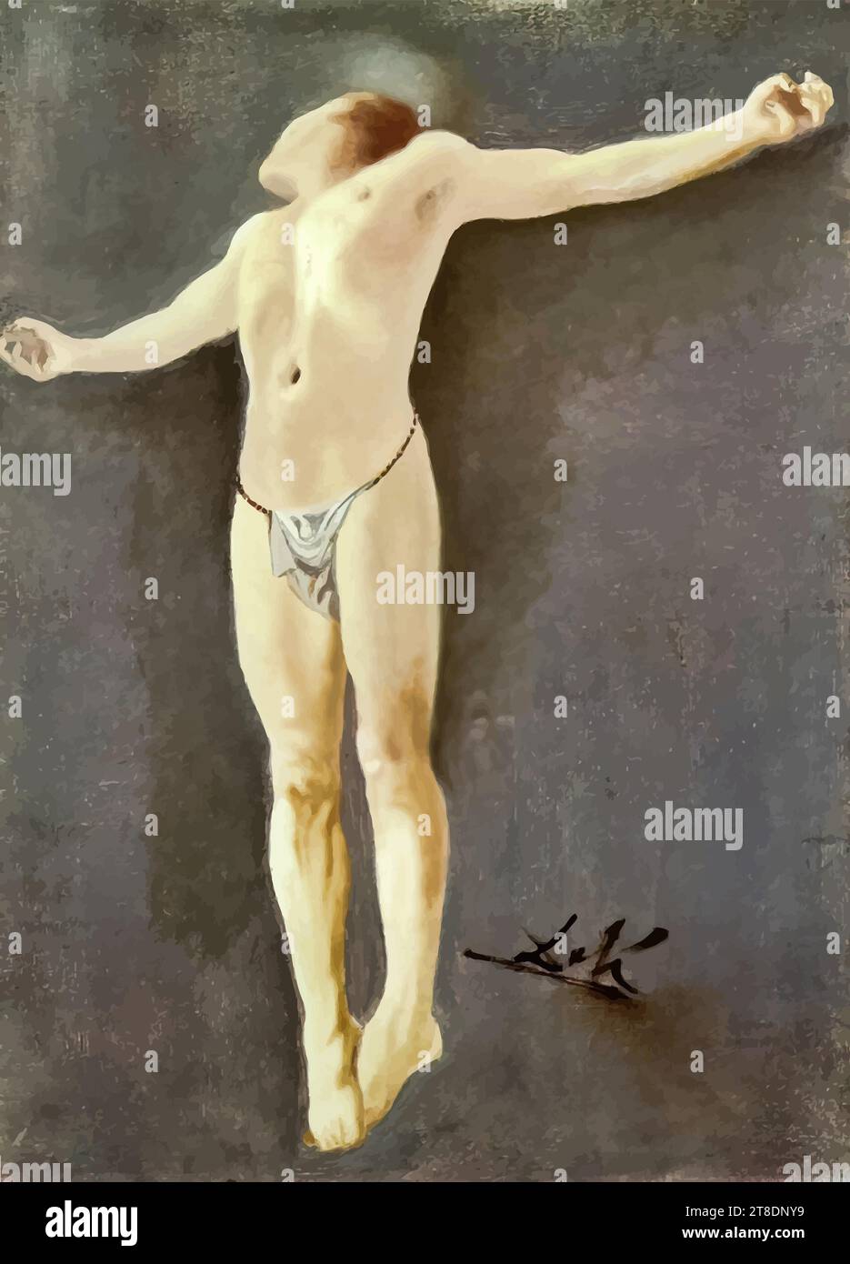 Crucifixion II, (Painting) by Artist Dali, Salvador (1904-89) / Spanish. Stock Vector