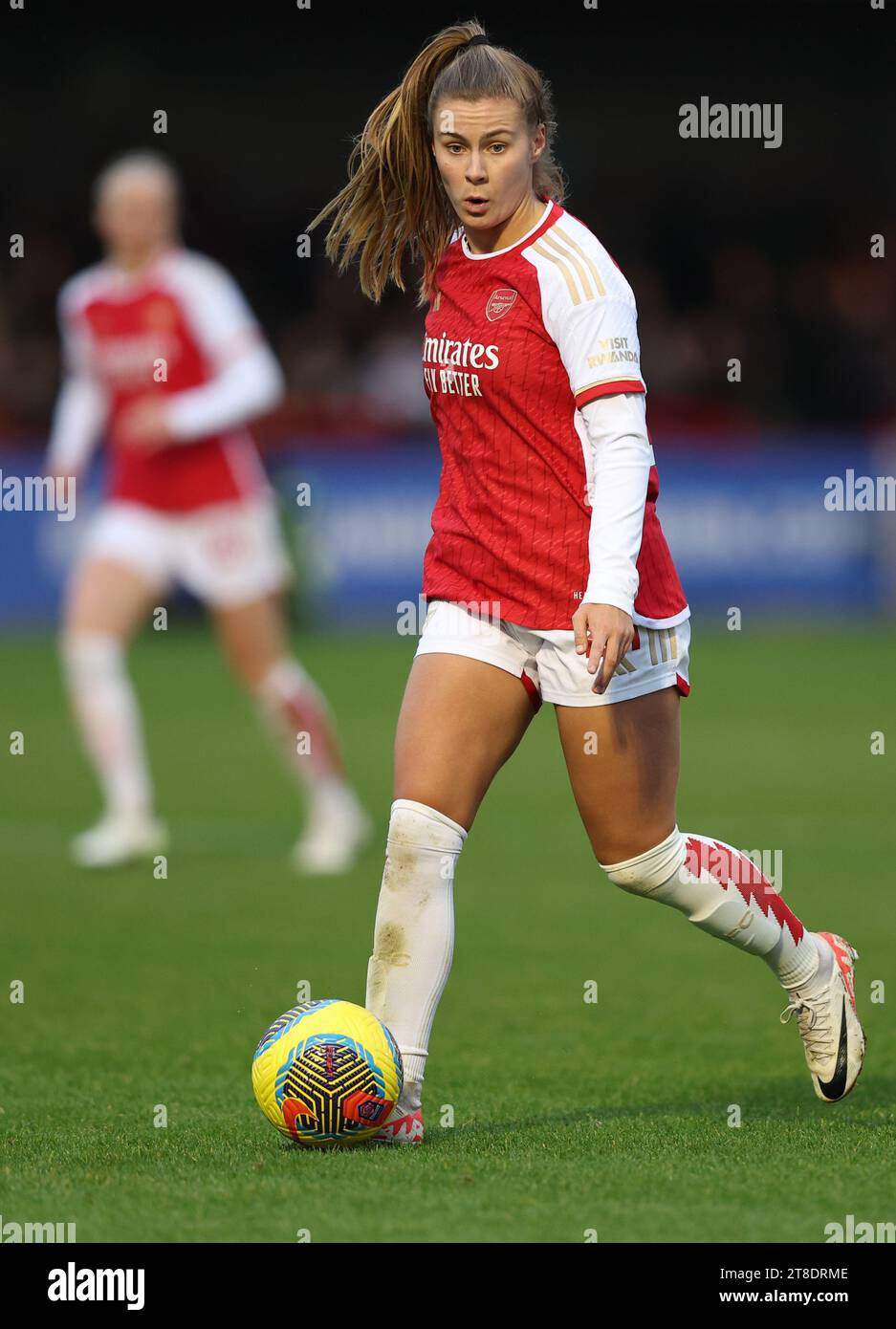 Crawley, UK. 19th Nov, 2023. Victoria Pelova of Arsenal during the Barclays Women's Super League match between Brighton & Hove Albion and Arsenal at the Broadfield Stadium in Crawley. Credit: James Boardman/Alamy Live News Stock Photo