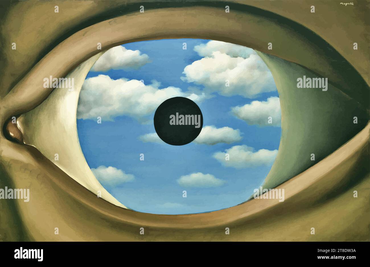 'The False Mirror, 1928 (oil on canvas) by Artist Magritte, Rene (1898-1967) / Belgian.' Stock Vector