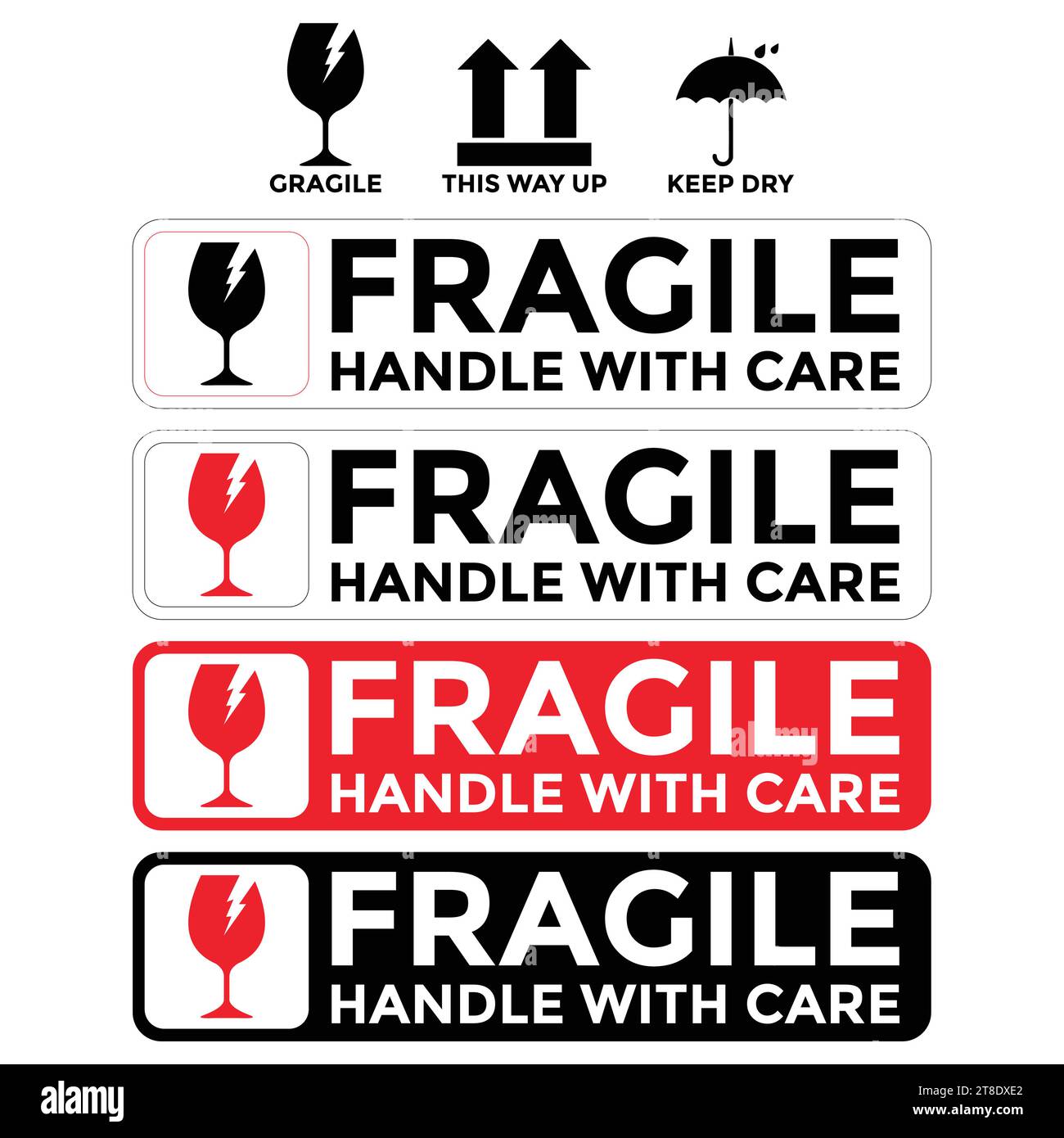 Fragile Handle with Care Sticker or label Collection.Labels for