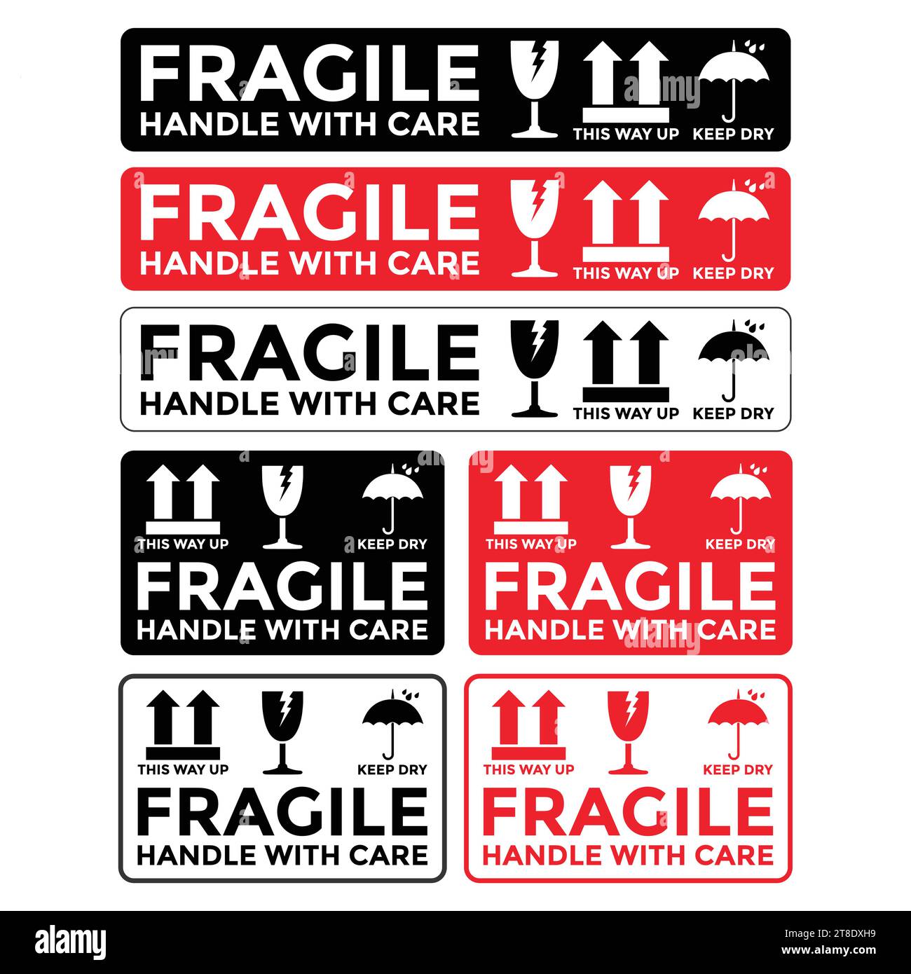 Fragile Handle with Care Sticker or label Collection.Labels for logistics and delivery shipping. Vector EPS 10 Stock Vector