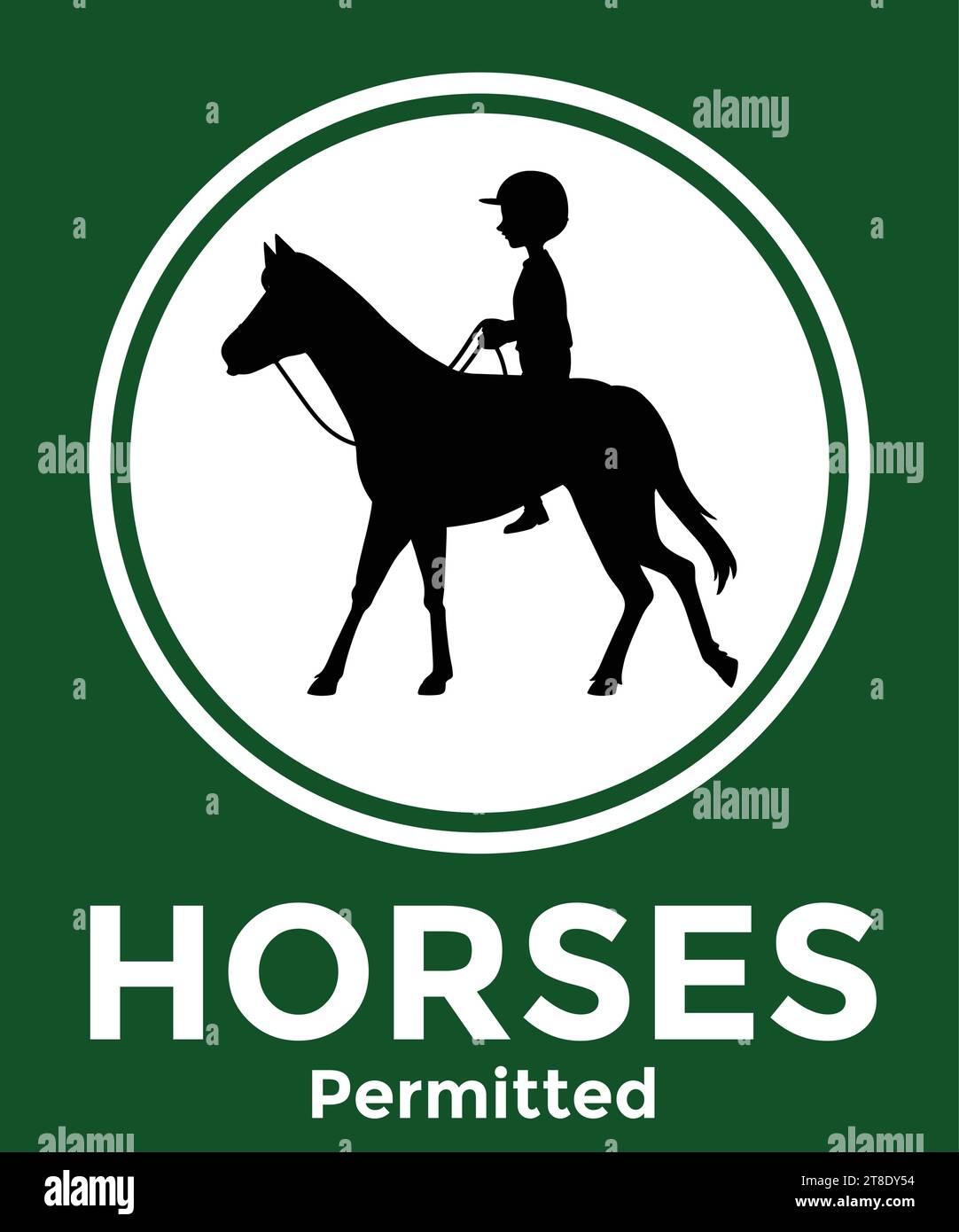 No horse-drawn vehicles road sign. No riding horse traffic sign. Vector illustration of prohibition traffic sign set. Horseman and horse drawn carriag Stock Vector