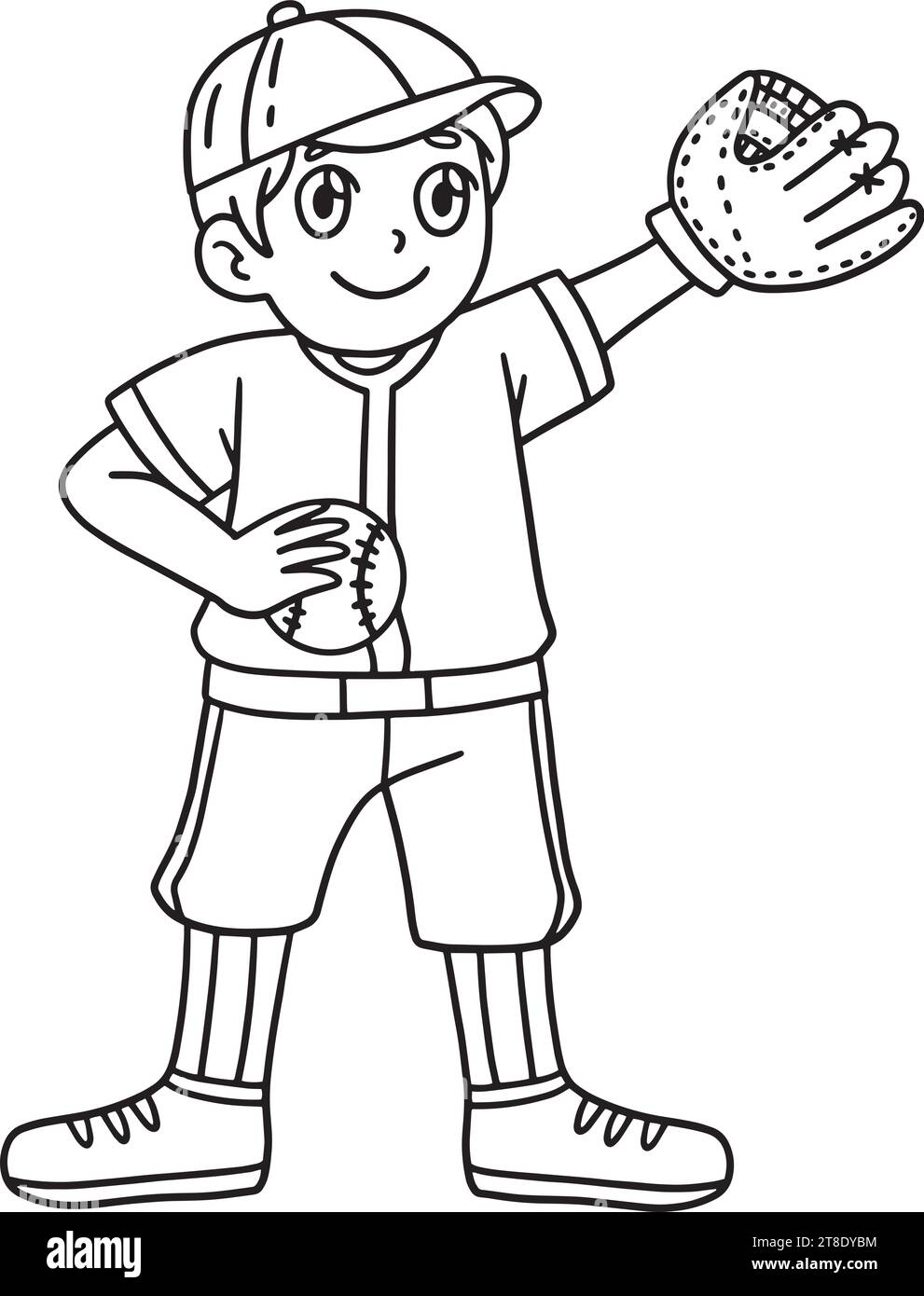 Baseball Boy Pitcher Isolated Coloring Page Stock Vector Image & Art ...