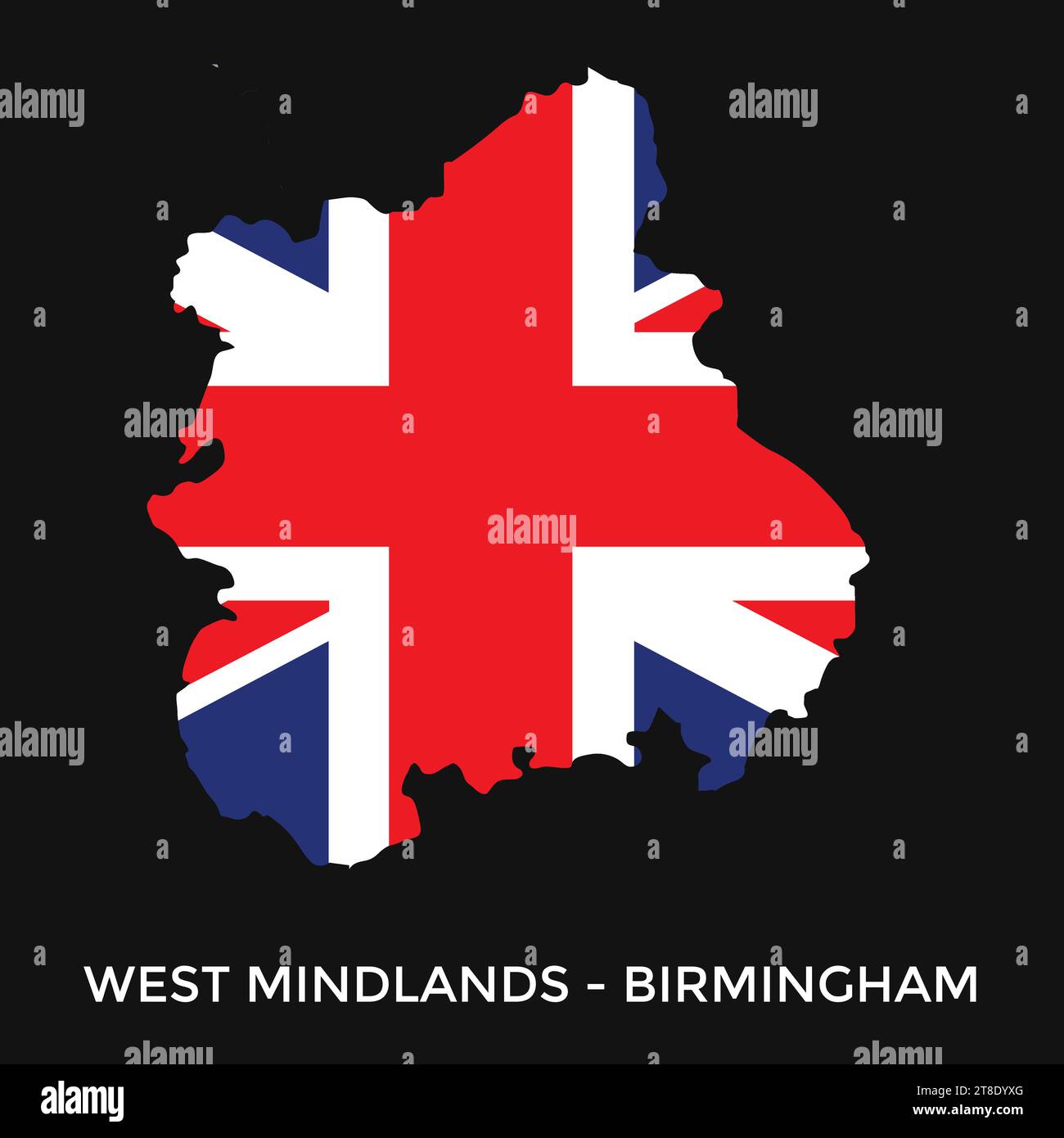 West midlands England, UK region map. Vector illustration Stock Vector