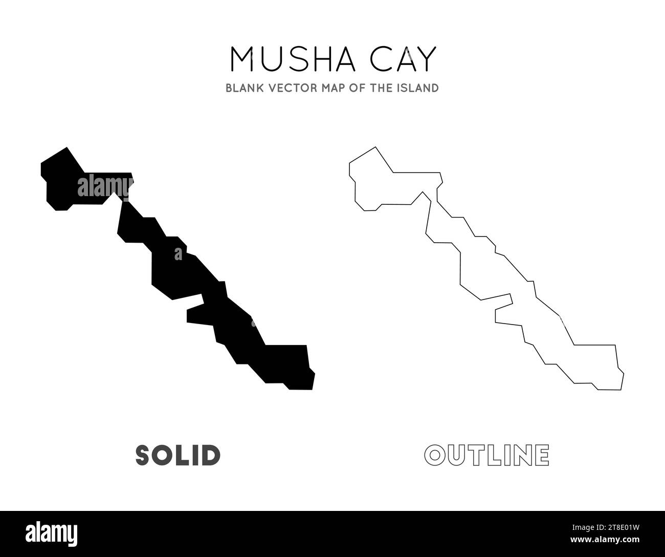 Musha Cay map. Blank vector map of the Island. Borders of Musha Cay for your infographic. Vector illustration. Stock Vector