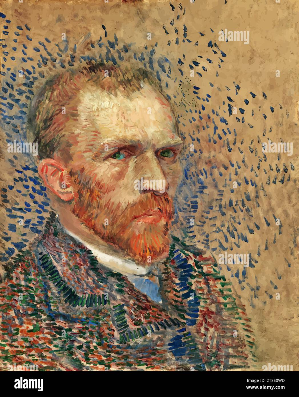 Self-Portrait, 1887 (oil on board) by Artist Gogh, Vincent van (1853-90) / Dutch Stock Vector