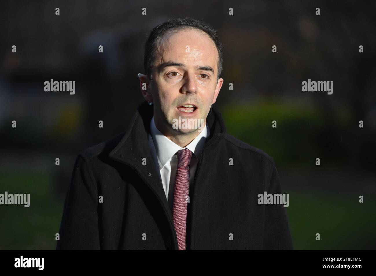 Shadow Financial Secretary  James Murray  is seen during the morning  broadcast round in Westminster. Stock Photo