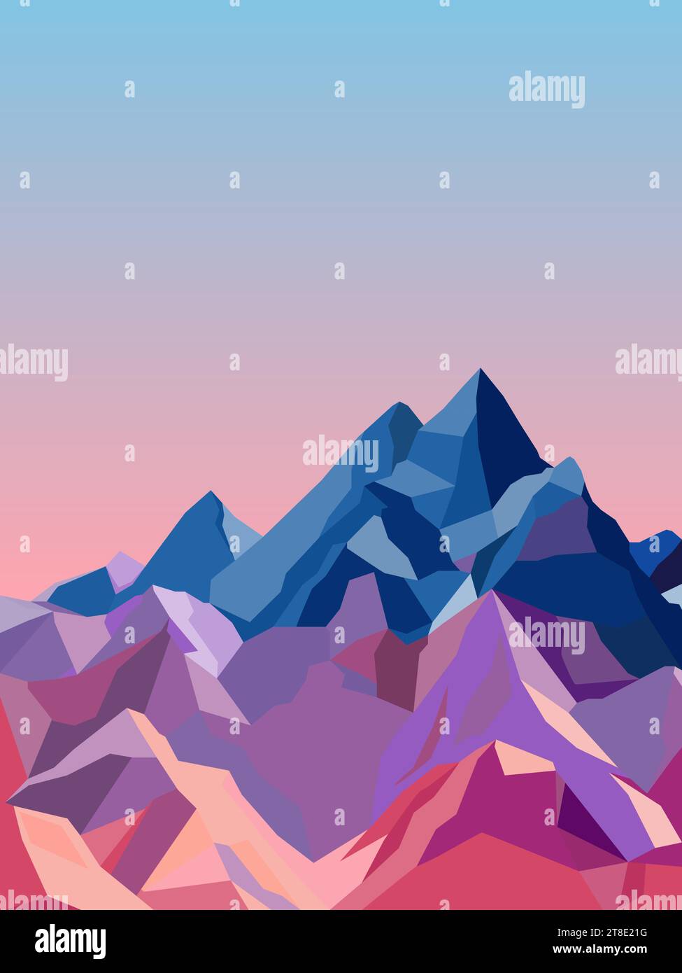 Abstract mountain pink sunset natural landscape design graphic vector