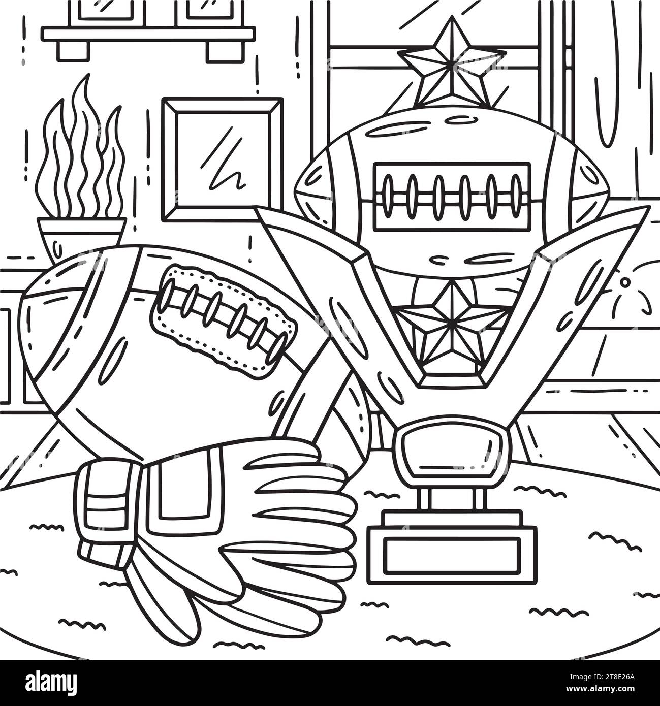 American Football And Trophy Coloring Page Stock Vector Image Art Alamy american-football-and-trophy-coloring-page-stock-vector-image-art-alamy