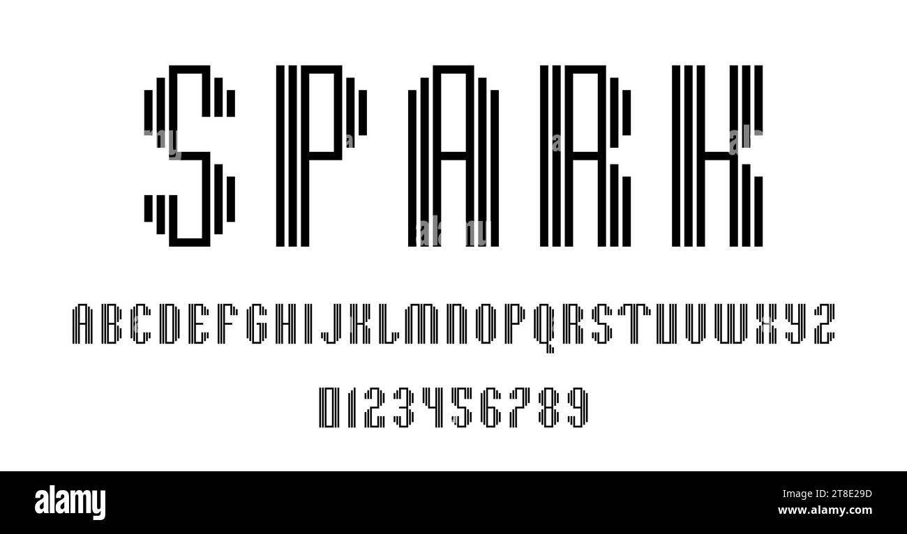 Set of alphabets font letters and numbers modern abstract design with ...