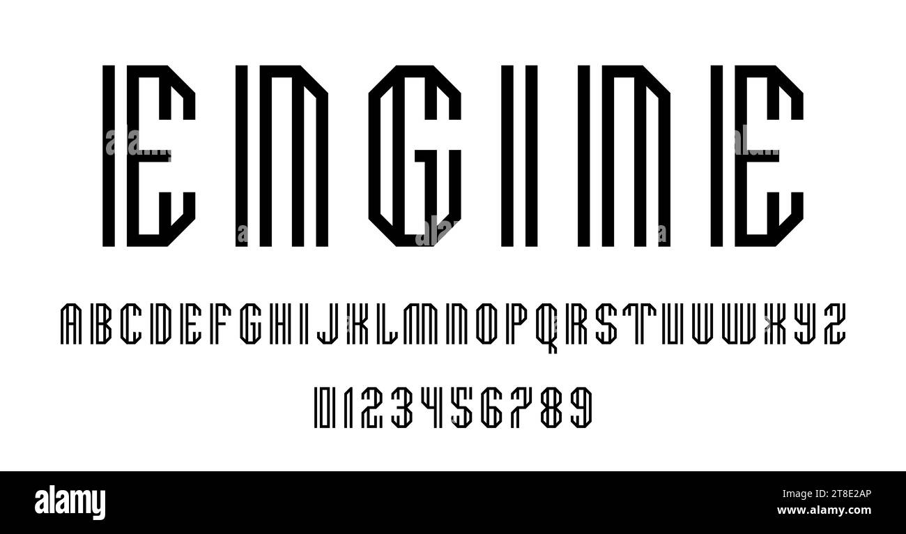 Set of alphabets font letters and numbers modern abstract design with ...