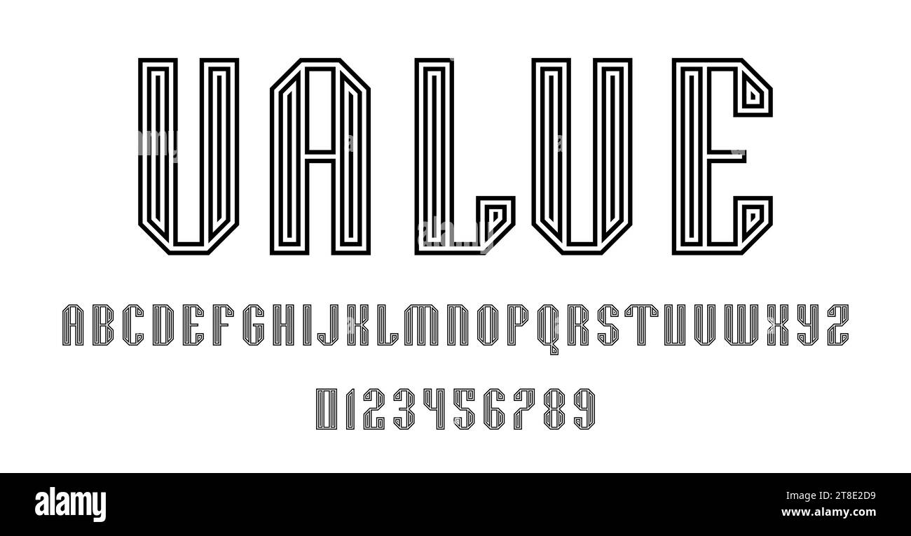 Set of alphabets font letters and numbers modern abstract design vector