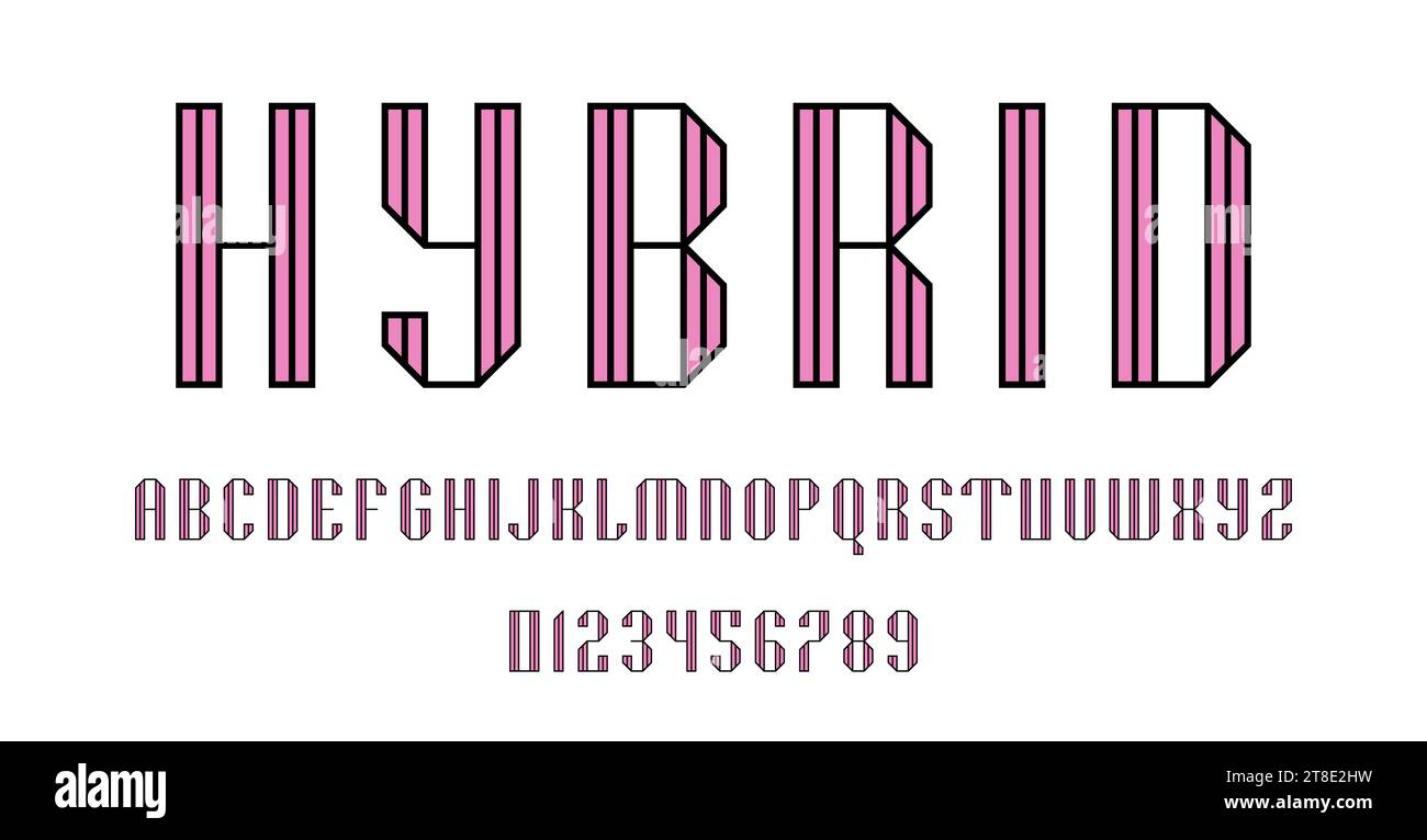 Set of alphabets font letters and numbers modern abstract design vector